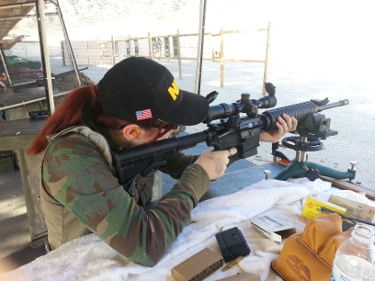 Natalie shooting an AR-15